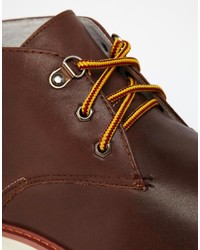 dunkelbraune Chukka-Stiefel aus Leder