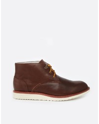 dunkelbraune Chukka-Stiefel aus Leder