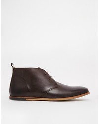 dunkelbraune Chukka-Stiefel aus Leder von Asos