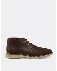 dunkelbraune Chukka-Stiefel aus Leder von Asos