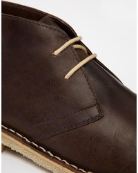 dunkelbraune Chukka-Stiefel aus Leder von Asos