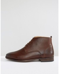 dunkelbraune Chukka-Stiefel aus Leder von Asos