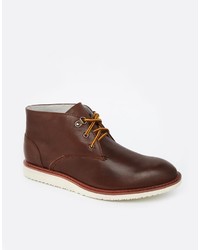 dunkelbraune Chukka-Stiefel aus Leder