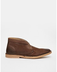 dunkelbraune Chukka-Stiefel aus Leder von Base London