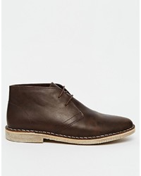 dunkelbraune Chukka-Stiefel aus Leder von Asos