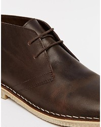 dunkelbraune Chukka-Stiefel aus Leder von Asos