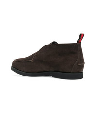 dunkelbraune Chukka-Stiefel aus Leder von Kiton