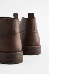 dunkelbraune Chukka-Stiefel aus Leder von next