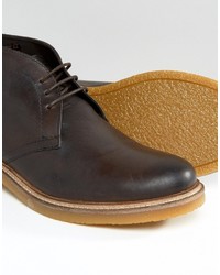 dunkelbraune Chukka-Stiefel aus Leder von Base London