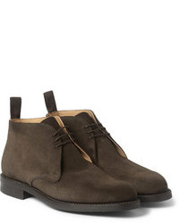 dunkelbraune Chukka-Stiefel aus Wildleder von Cheaney