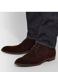 dunkelbraune Chukka-Stiefel aus Wildleder von Hugo Boss