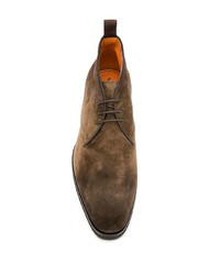 dunkelbraune Chukka-Stiefel aus Wildleder von Santoni