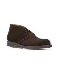 dunkelbraune Chukka-Stiefel aus Wildleder von Green George