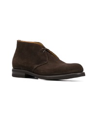 dunkelbraune Chukka-Stiefel aus Wildleder von Green George