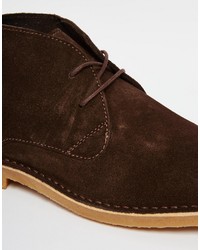 dunkelbraune Chukka-Stiefel aus Wildleder von Selected