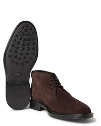 dunkelbraune Chukka-Stiefel aus Wildleder von Tod's