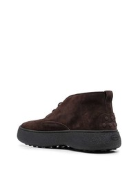 dunkelbraune Chukka-Stiefel aus Wildleder von Tod's