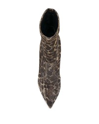 dunkelbraune elastische Stiefeletten mit Leopardenmuster von Casadei