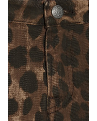 dunkelbraune enge Jeans mit Leopardenmuster von R 13