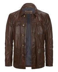 dunkelbraune Feldjacke aus Leder von Milestone