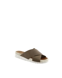 dunkelbraune flache Sandalen aus Leder von BearPaw