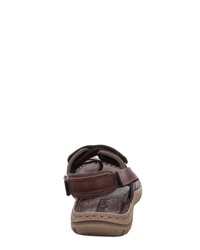 dunkelbraune flache Sandalen aus Leder von Josef Seibel