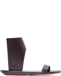 dunkelbraune flache Sandalen aus Leder von Rick Owens