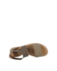 dunkelbraune flache Sandalen aus Leder von Sorel