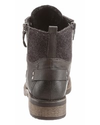 dunkelbraune flache Stiefel mit einer Schnürung aus Leder von Arizona