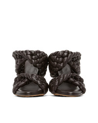 dunkelbraune geflochtene Leder Sandaletten von Bottega Veneta