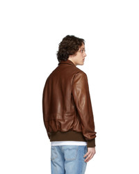 dunkelbraune Harrington-Jacke aus Leder von Schott