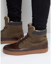 dunkelbraune hohe Sneakers aus Leder von Aldo