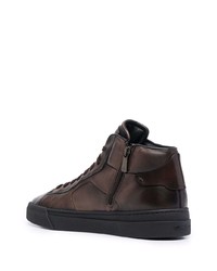 dunkelbraune hohe Sneakers aus Leder von Santoni