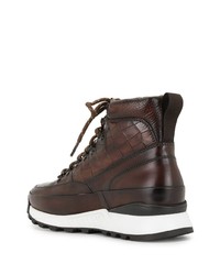 dunkelbraune hohe Sneakers aus Leder von Magnanni