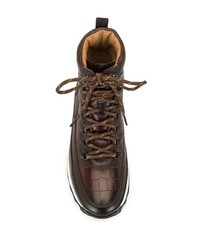 dunkelbraune hohe Sneakers aus Leder von Magnanni