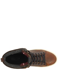 dunkelbraune hohe Sneakers aus Leder von Bullboxer