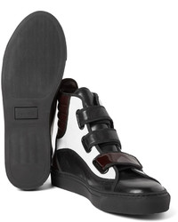 dunkelbraune hohe Sneakers aus Leder von Raf Simons