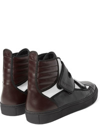 dunkelbraune hohe Sneakers aus Leder von Raf Simons