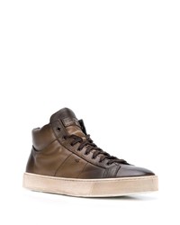 dunkelbraune hohe Sneakers aus Leder von Santoni