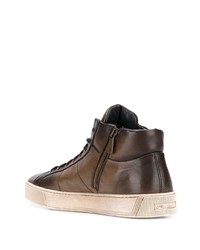 dunkelbraune hohe Sneakers aus Leder von Santoni