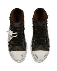 dunkelbraune hohe Sneakers aus Leder von Dolce & Gabbana