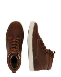 dunkelbraune hohe Sneakers aus Leder von Dockers by Gerli