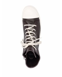 dunkelbraune hohe Sneakers aus Leder von Rick Owens