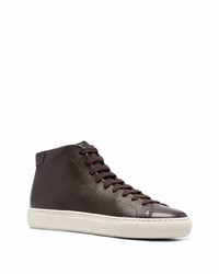 dunkelbraune hohe Sneakers aus Leder von BOSS HUGO BOSS