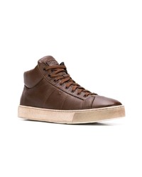 dunkelbraune hohe Sneakers aus Leder von Santoni