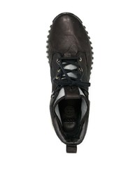 dunkelbraune hohe Sneakers aus Leder von Stone Island