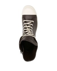 dunkelbraune hohe Sneakers aus Leder von Rick Owens