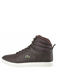 dunkelbraune hohe Sneakers aus Leder von Lacoste