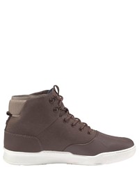 dunkelbraune hohe Sneakers aus Leder von Lacoste