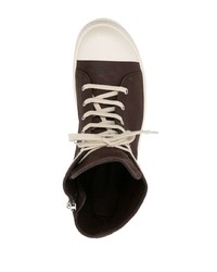 dunkelbraune hohe Sneakers aus Leder von Rick Owens